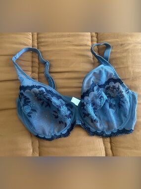 Simone Perele Blue Embroidered Underwire Bra - Women Intimates & Sleepwear